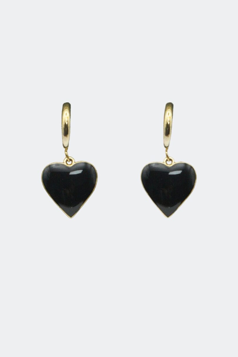 Heart Drop Earrings Black  Shop now at Kitty Darling