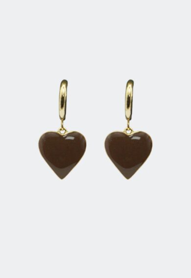 Heart Drop Earrings Brown – Jewellery | Kitty Darling