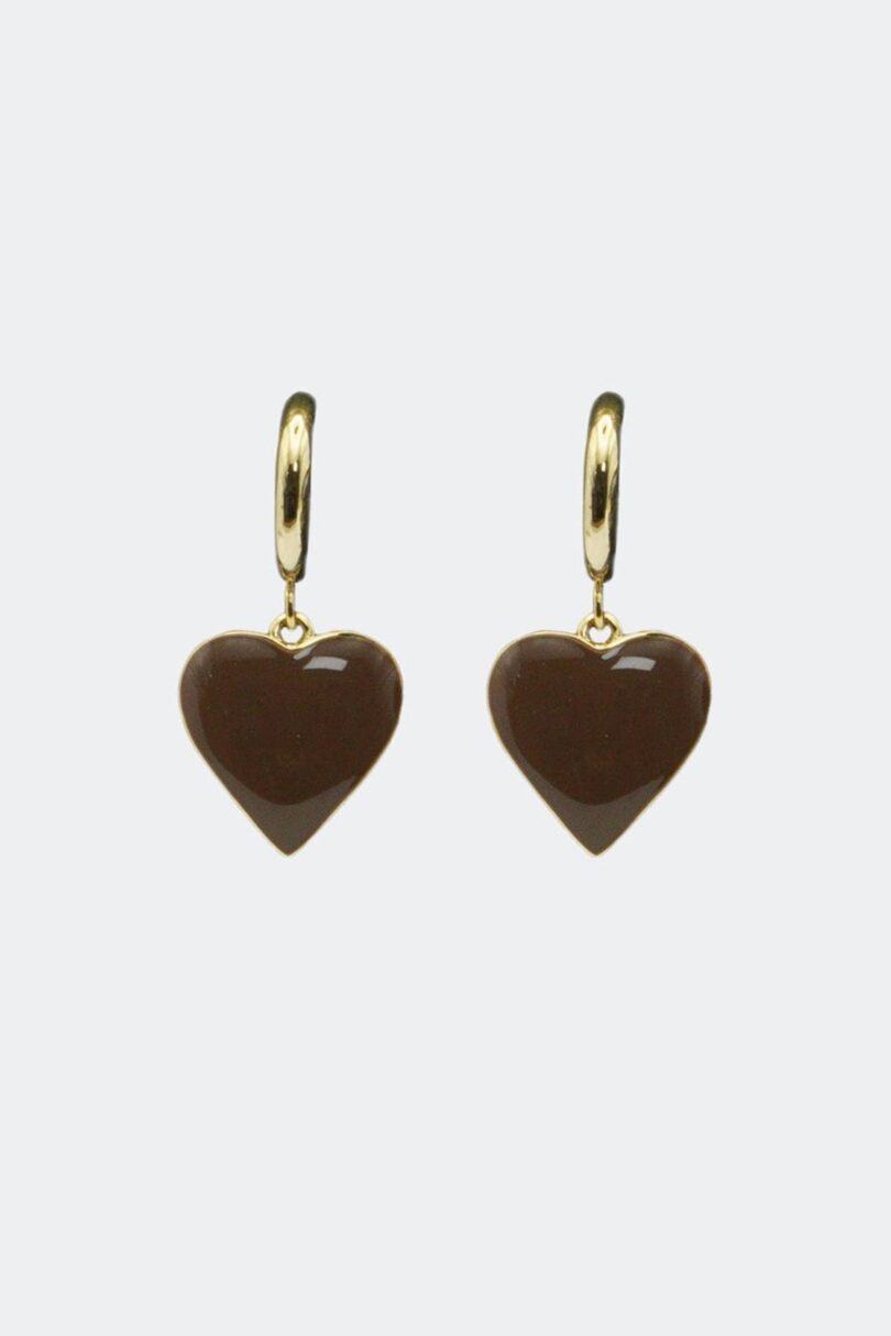 Heart Drop Earrings Brown  Shop now at Kitty Darling