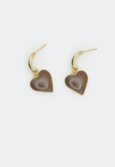 Heart Drop Earrings Brown – Jewellery | Kitty Darling