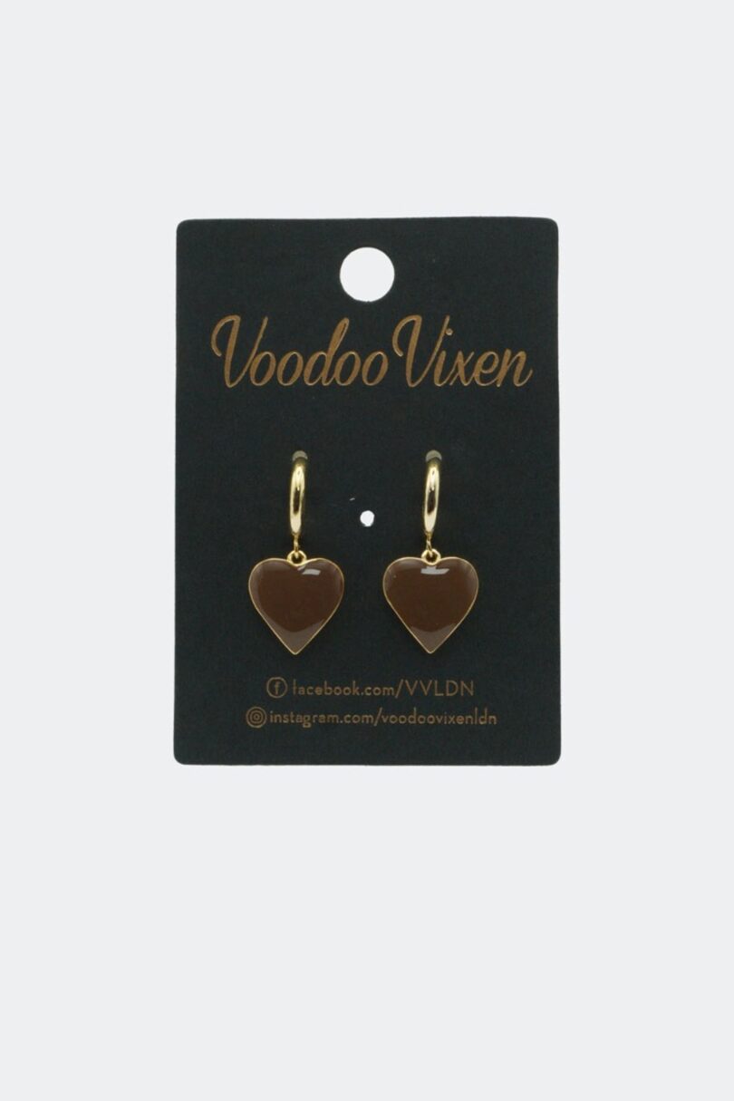 Heart Drop Earrings Brown  Shop now at Kitty Darling