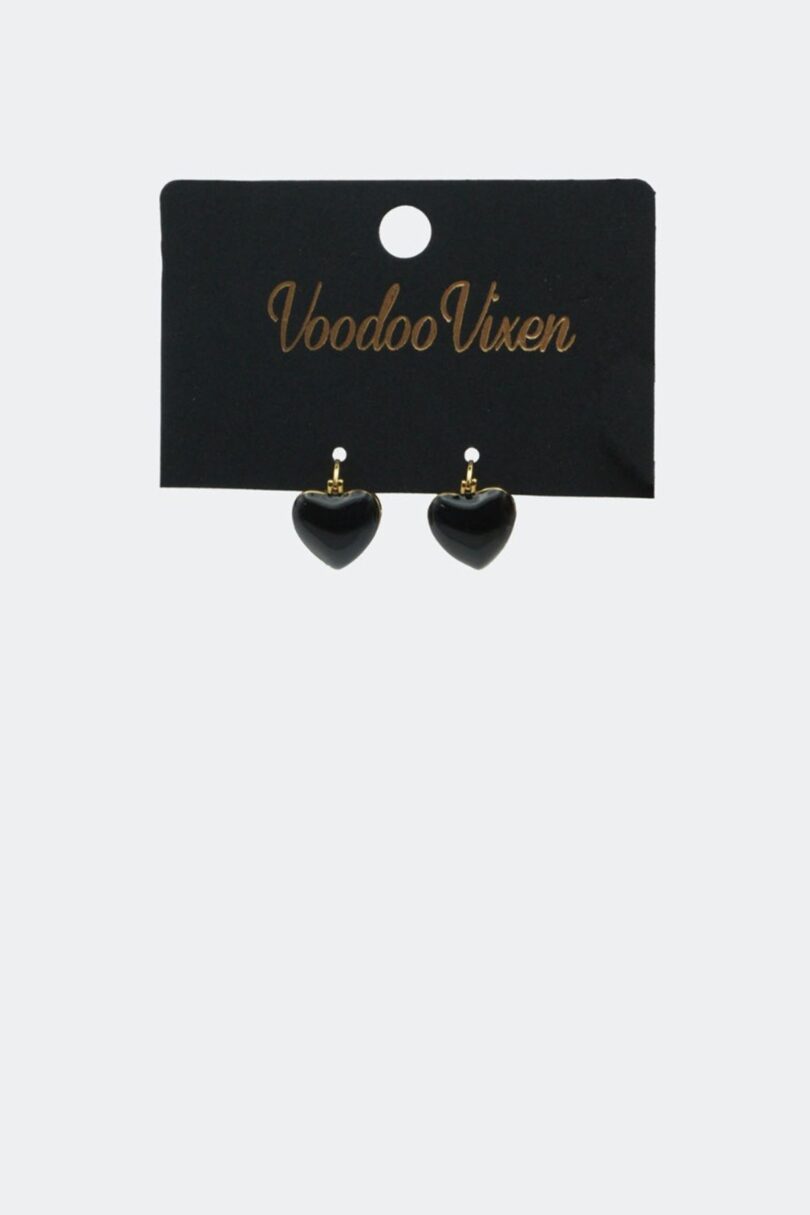 Heart Snap Mini Hoop Earrings Black  Shop now at Kitty Darling