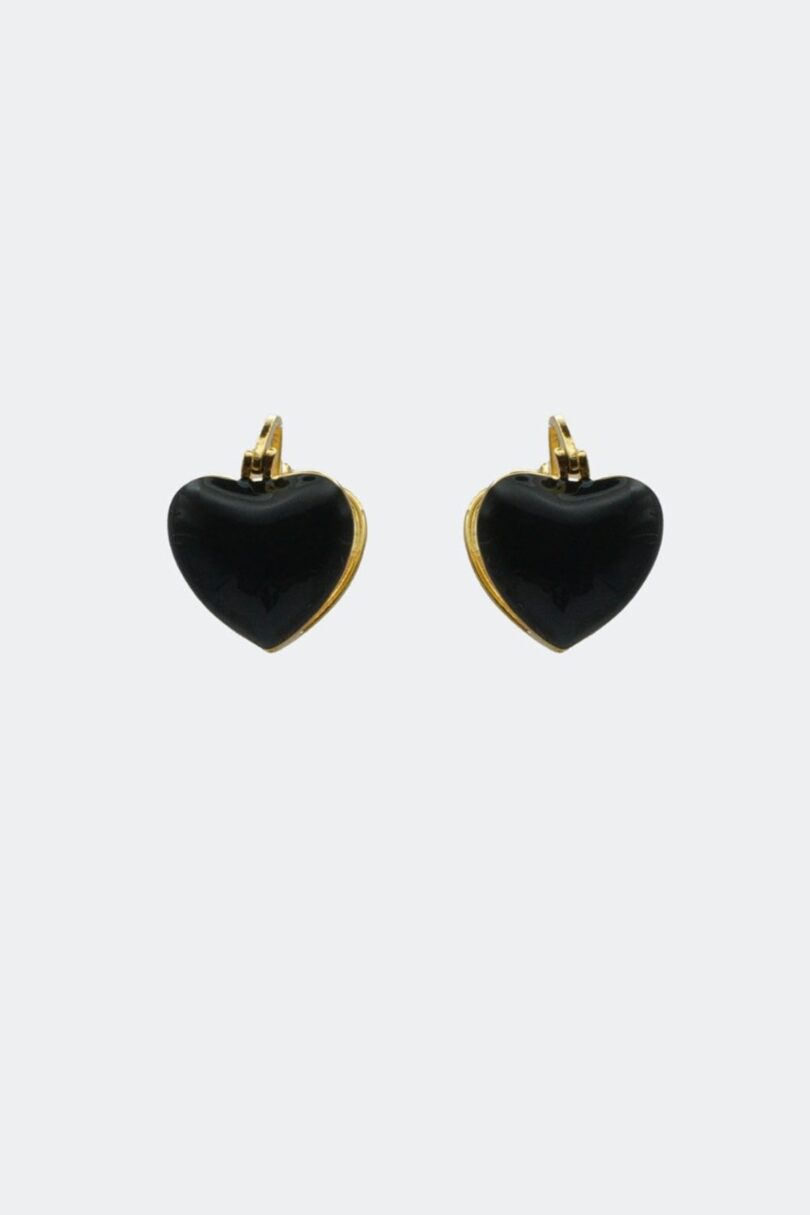 Heart Snap Mini Hoop Earrings Black  Shop now at Kitty Darling