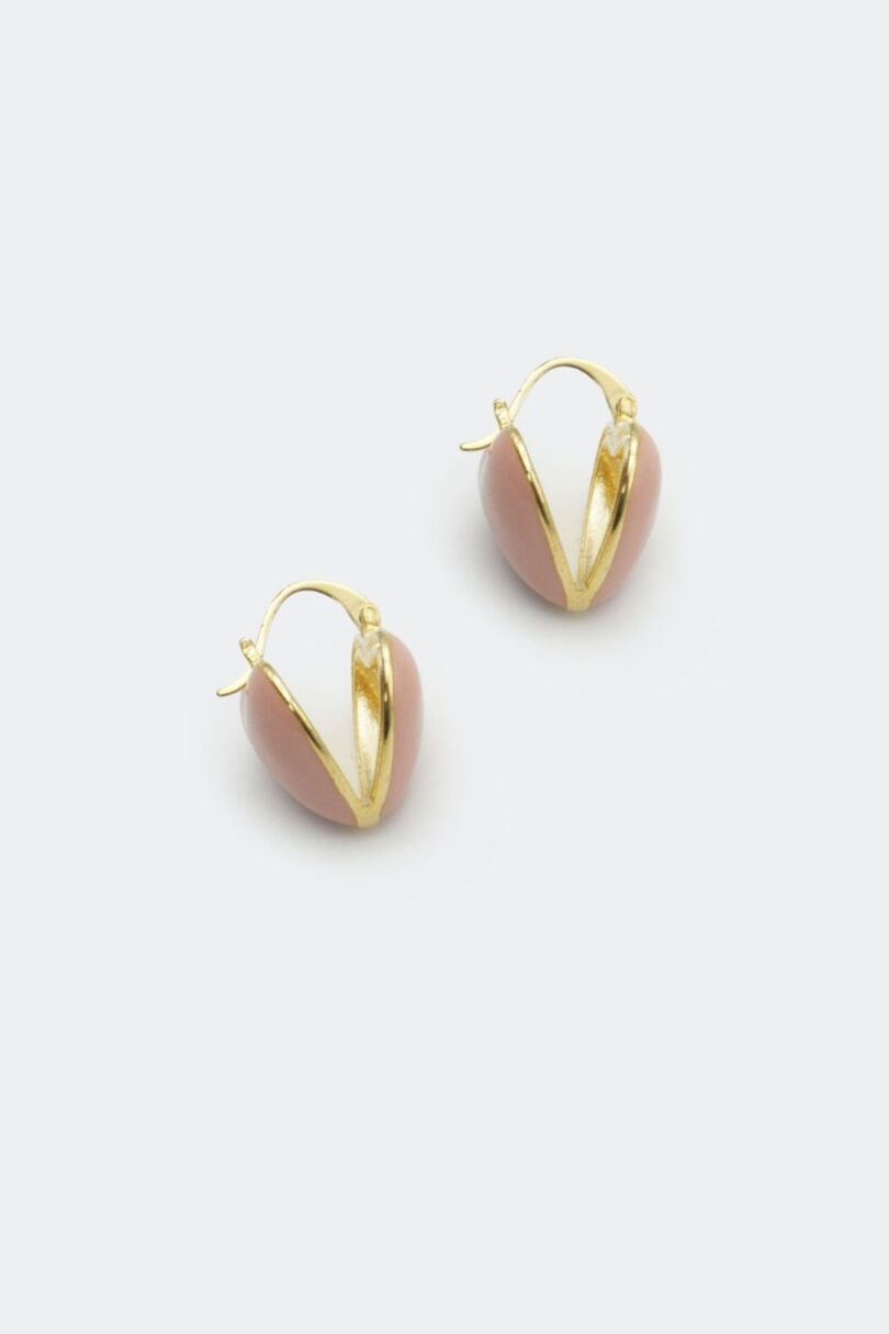 Heart Snap Mini Hoop Earrings Pink  Shop now at Kitty Darling