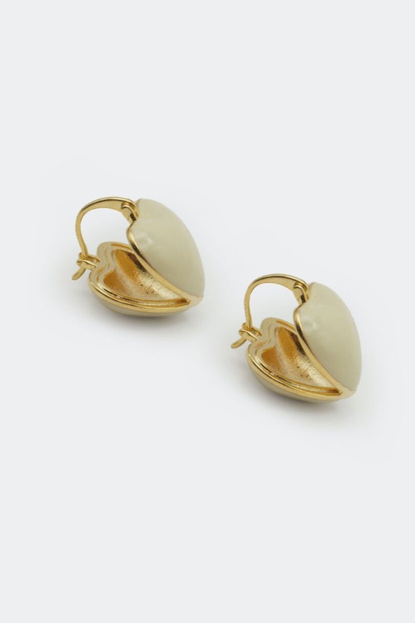 Heart Snap Mini Hoop Earrings White  Shop now at Kitty Darling