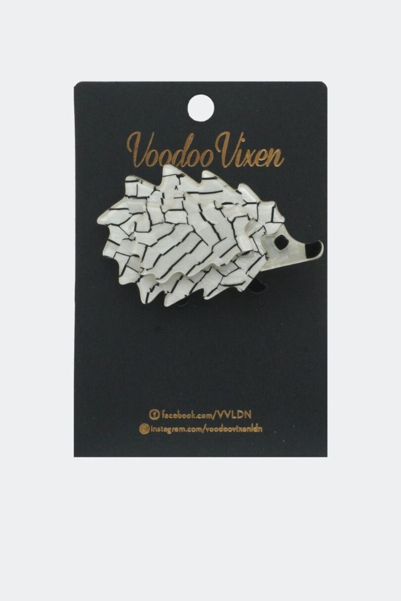 Hedgehog Brooch White  Shop now at Kitty Darling