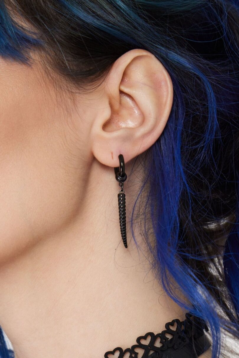 Horn Hoop Black Earrings  Shop now at Kitty Darling
