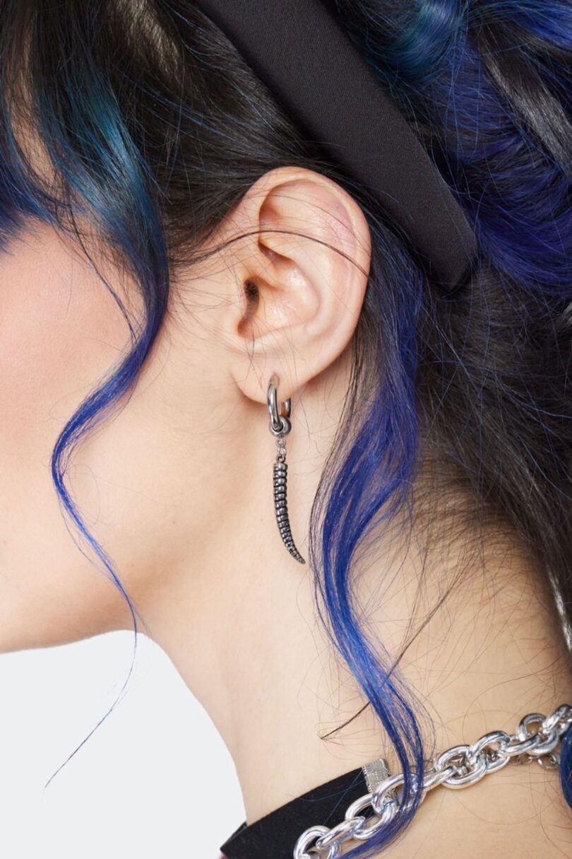 Horn Hoop Silver Earrings  Shop now at Kitty Darling