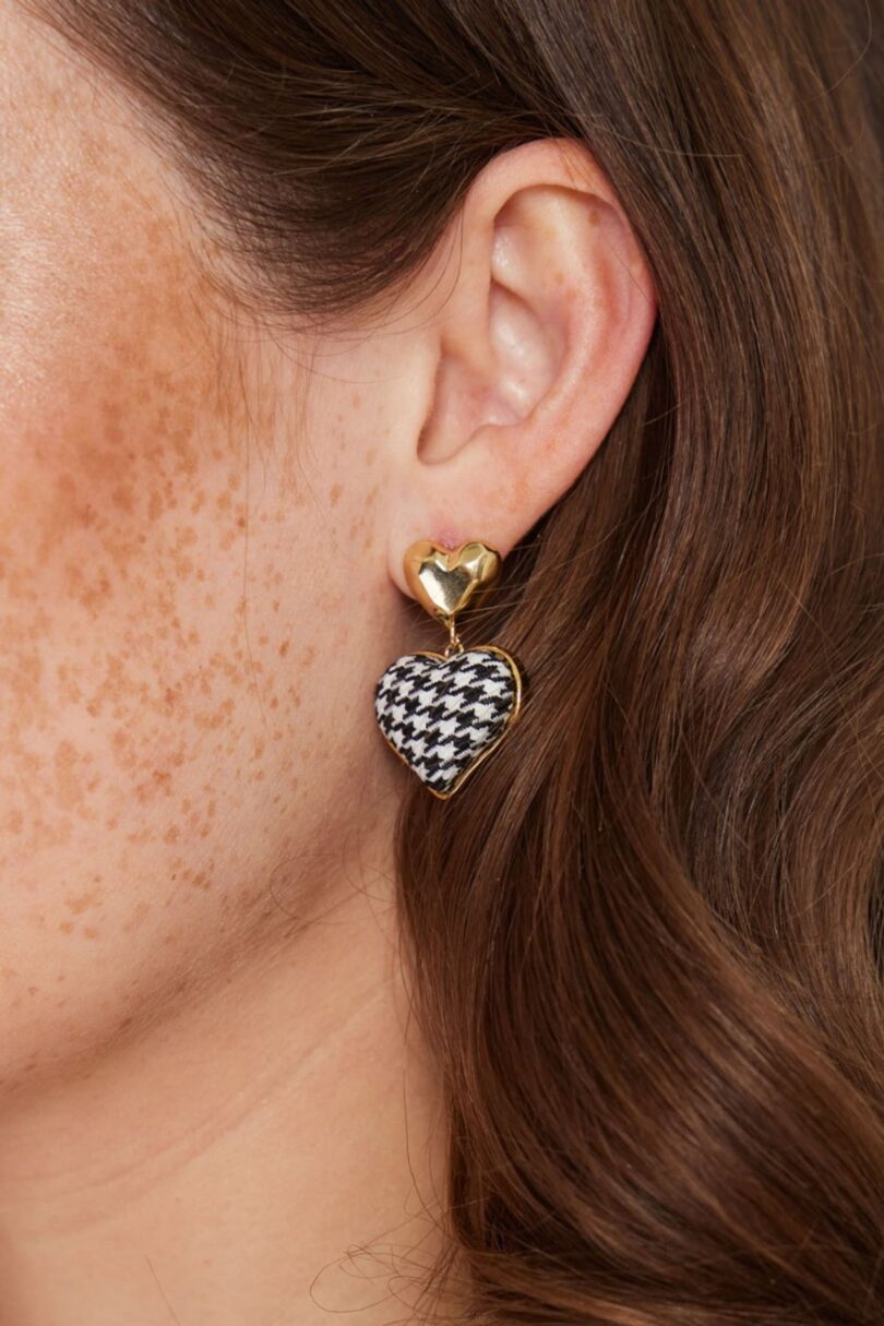 Houndstooth Heart Earrings  Shop now at Kitty Darling