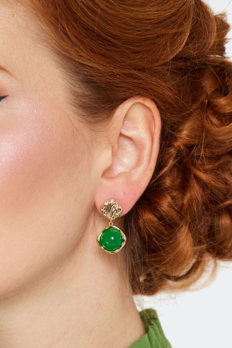 Jade Stone Drop Earrings  Shop now at Kitty Darling