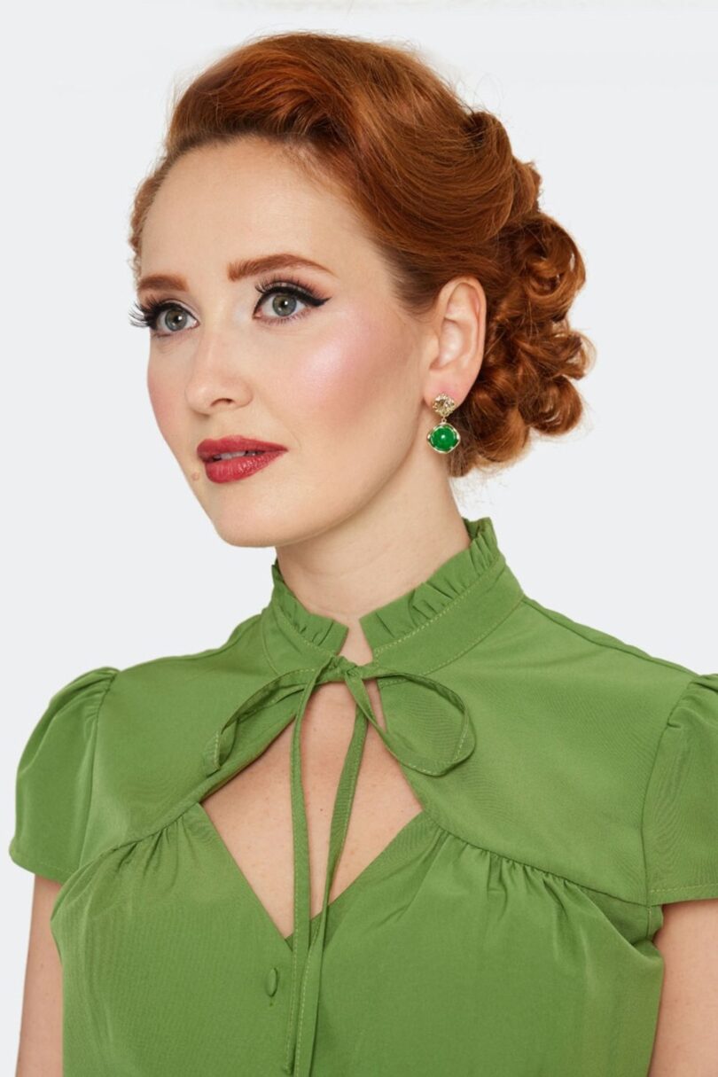 Jade Stone Drop Earrings  Shop now at Kitty Darling