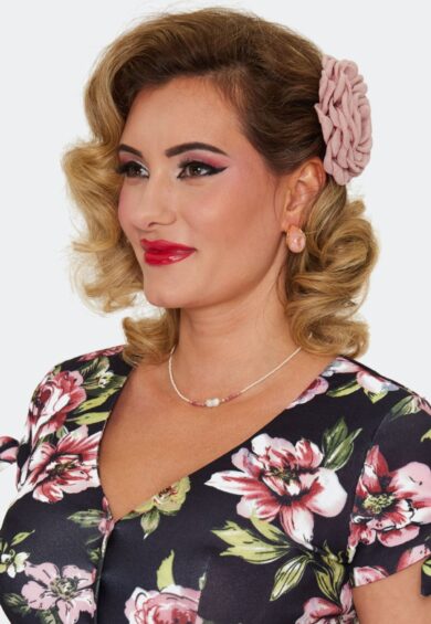 Large Fabric Rose Hairpin Brooch Pink – Jewellery | Kitty Darling