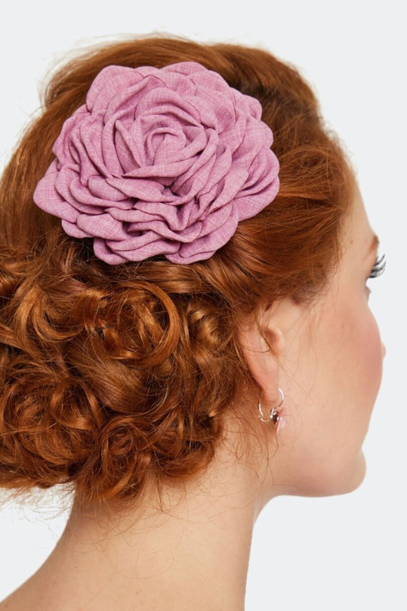 Large Fabric Rose Hairpin Brooch Purple  Shop now at Kitty Darling