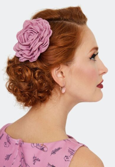 Large Fabric Rose Hairpin Brooch Purple – Jewellery | Kitty Darling