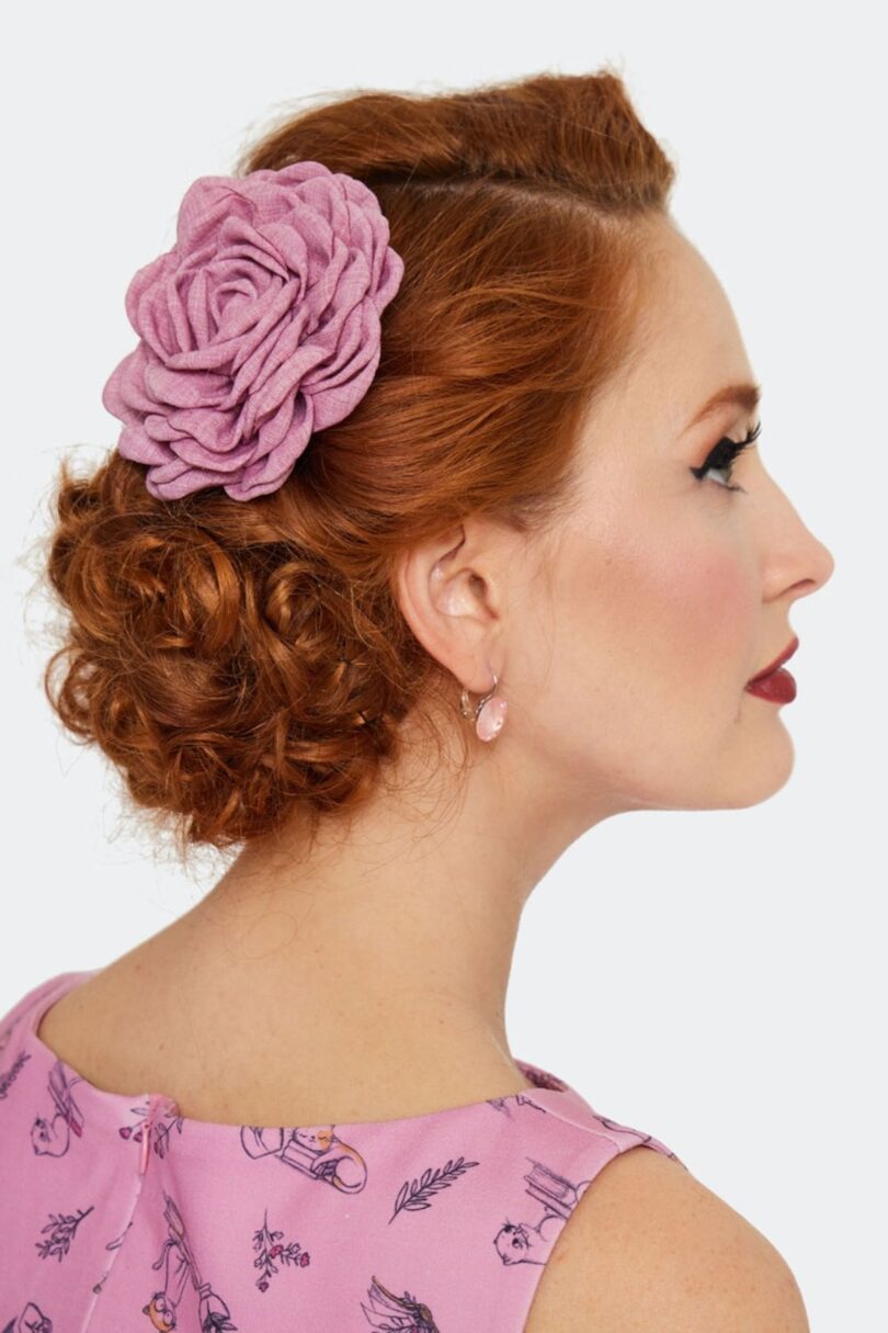 Large Fabric Rose Hairpin Brooch Purple  Shop now at Kitty Darling