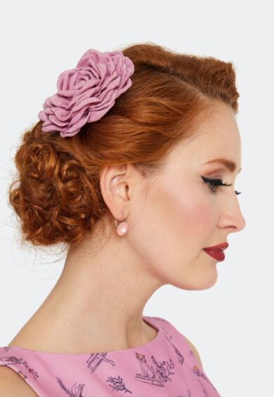 Large Fabric Rose Hairpin Brooch Purple – Jewellery | Kitty Darling