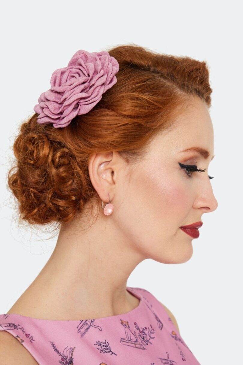 Large Fabric Rose Hairpin Brooch Purple  Shop now at Kitty Darling