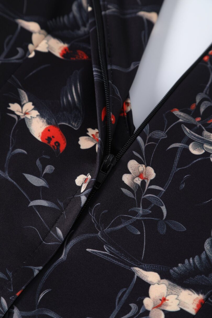 Lily Black Off Shoulder Swallow Print Dress  Shop now at Kitty Darling