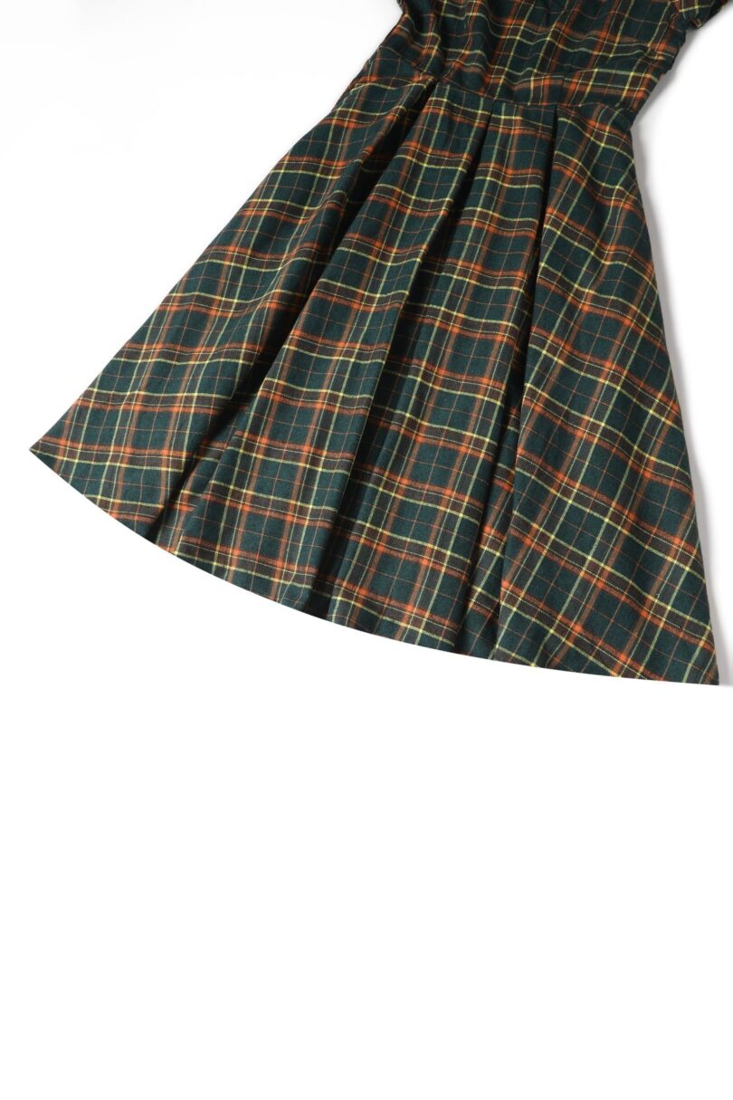 Lily Off Shoulder Green Tartan Check Circle Dress  Shop now at Kitty Darling
