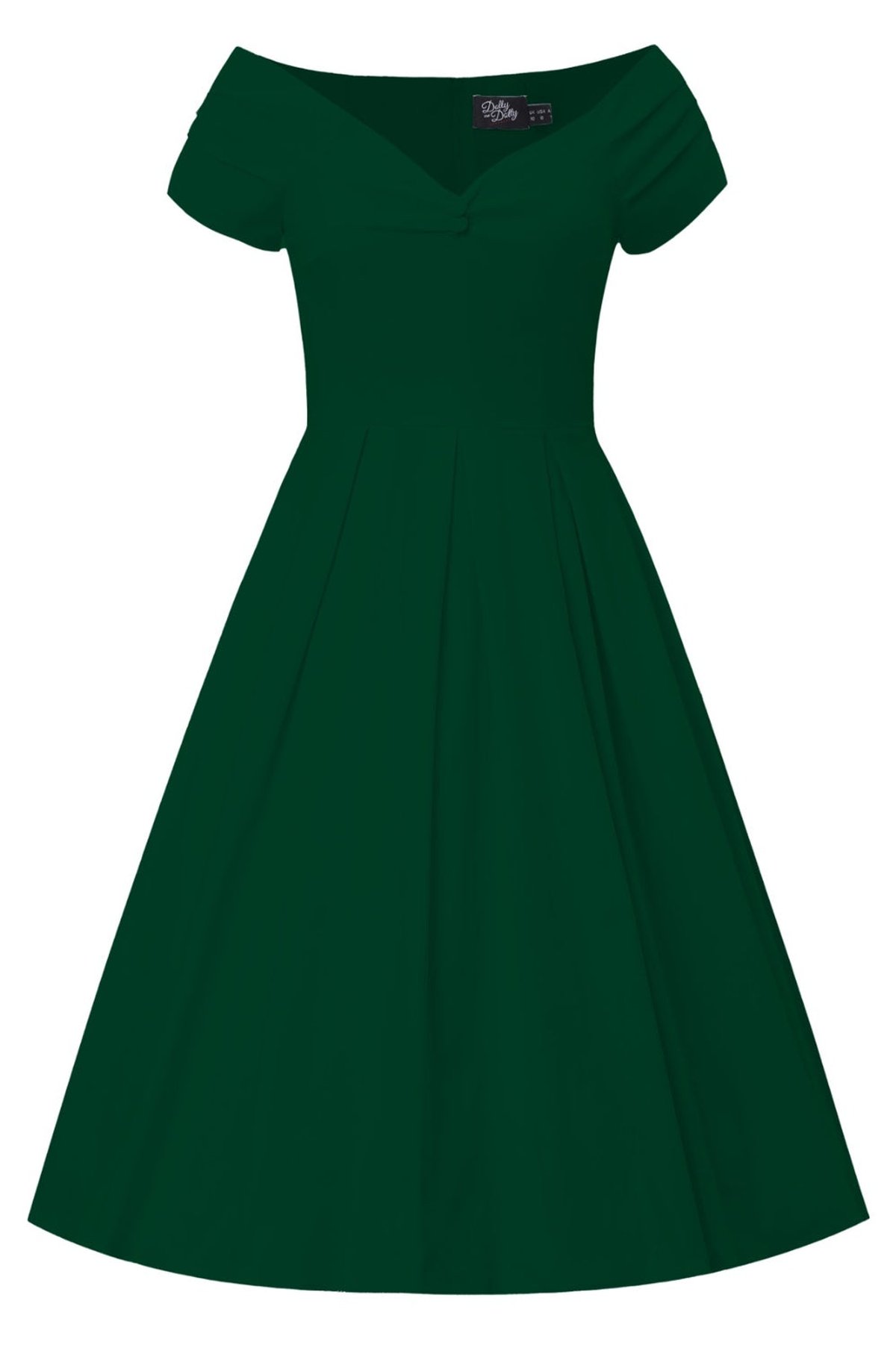 Lily Retro Off-Shoulder Swing Dress – Emerald Green Lily Retro Off-Shoulder Swing Dress – Emerald Green Shop now at Kitty Darling