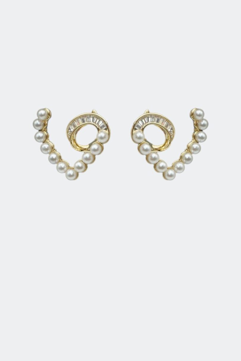 Mini Pearl Abstract Heart Earrings  Shop now at Kitty Darling