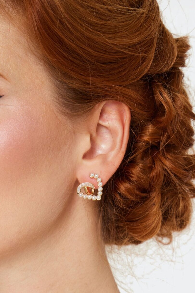 Mini Pearl Abstract Heart Earrings  Shop now at Kitty Darling