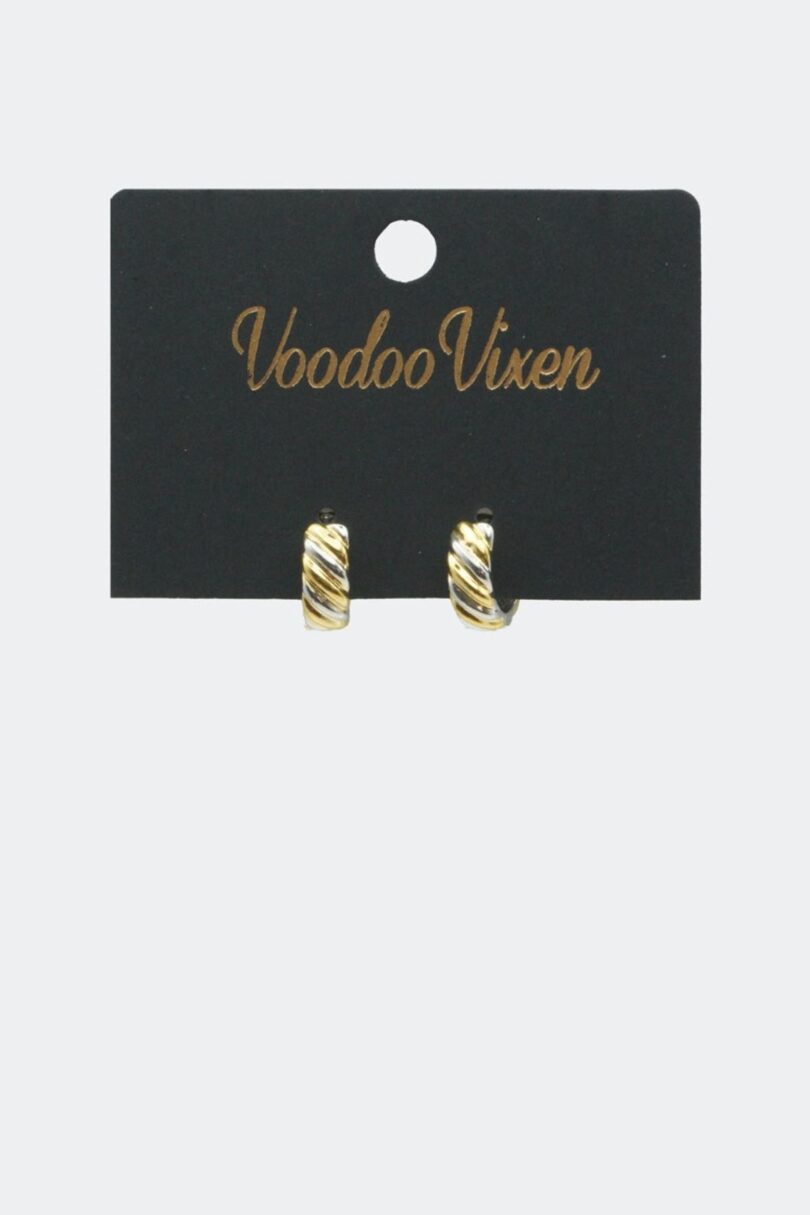 Mixed Metal Mini Hoop Earrings  Shop now at Kitty Darling