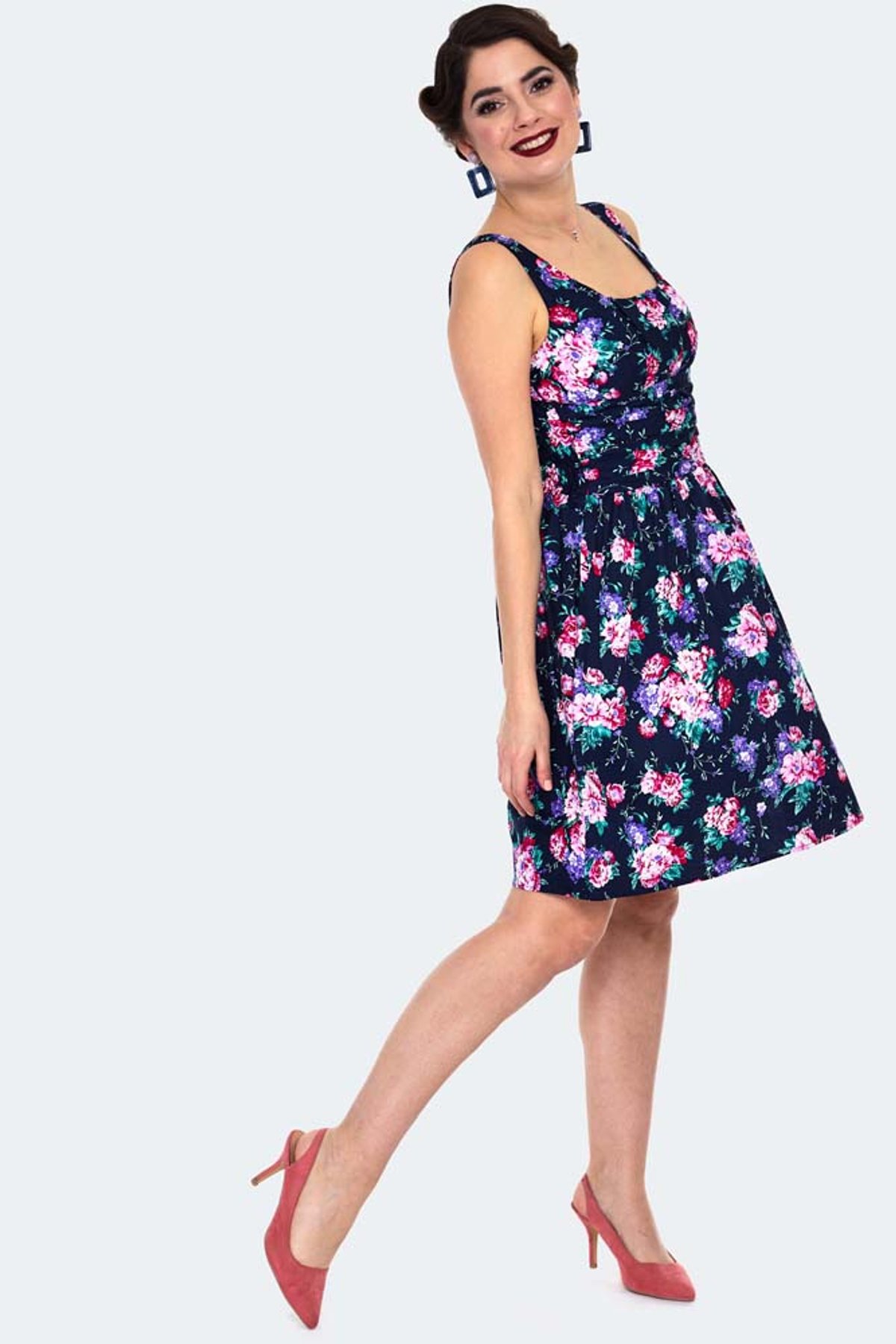 Navy Floral Flare Dress Navy Floral Flare Dress Shop now at Kitty Darling