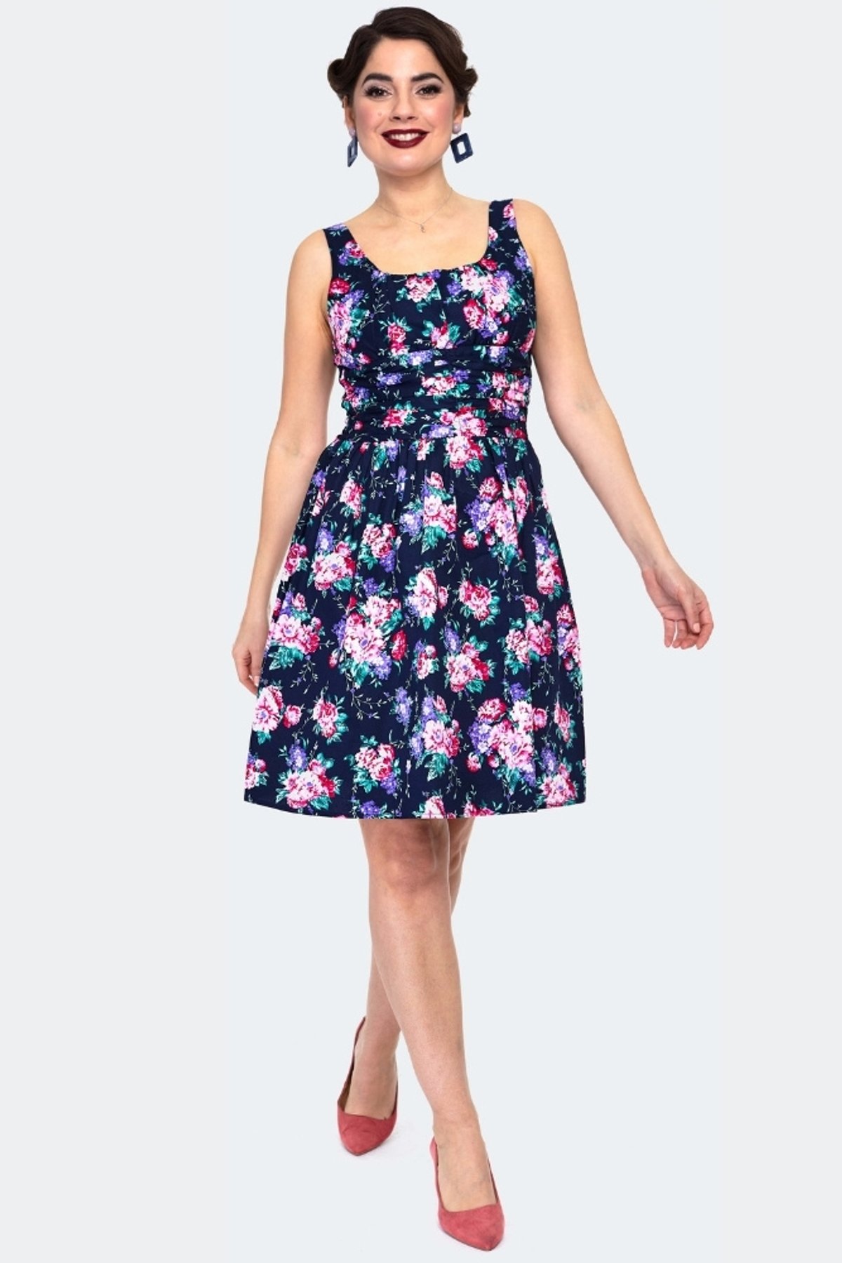 Navy Floral Flare Dress Navy Floral Flare Dress Shop now at Kitty Darling