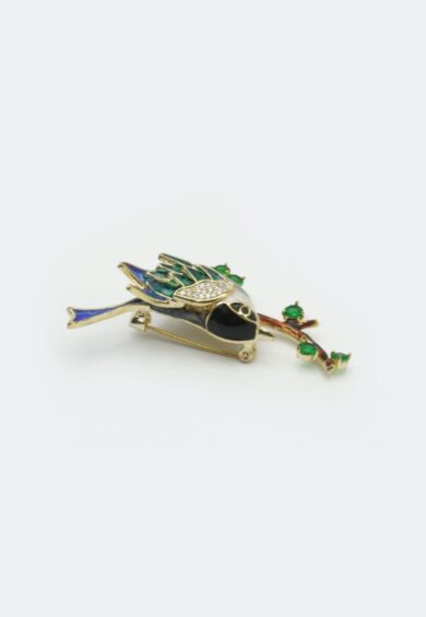 Painted Enamel Blue Bird Brooch – Jewellery | Kitty Darling