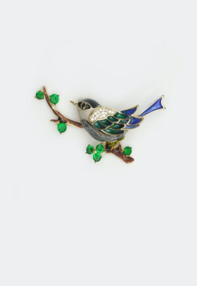 Painted Enamel Blue Bird Brooch – Jewellery | Kitty Darling