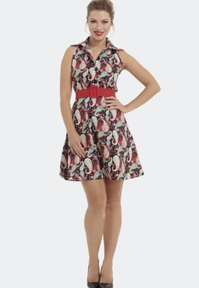 Paisley Sleeveless Flare Dress – Dresses | Kitty Darling