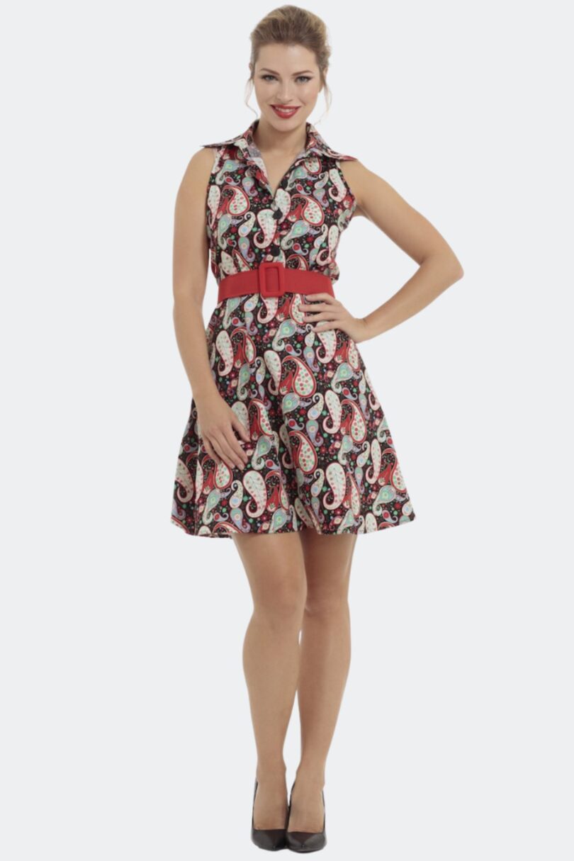 Paisley Sleeveless Flare Dress  Shop now at Kitty Darling