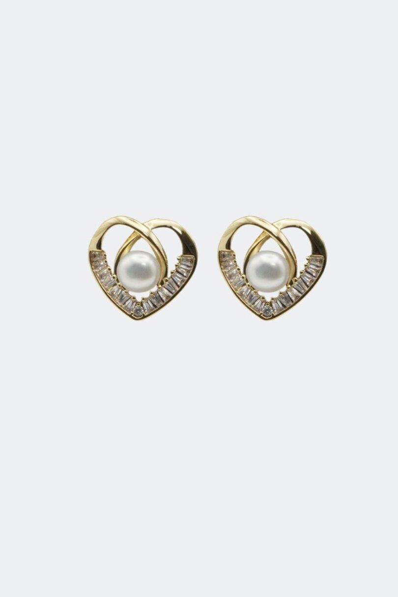 Pearl And Diamond Heart Earrings  Shop now at Kitty Darling