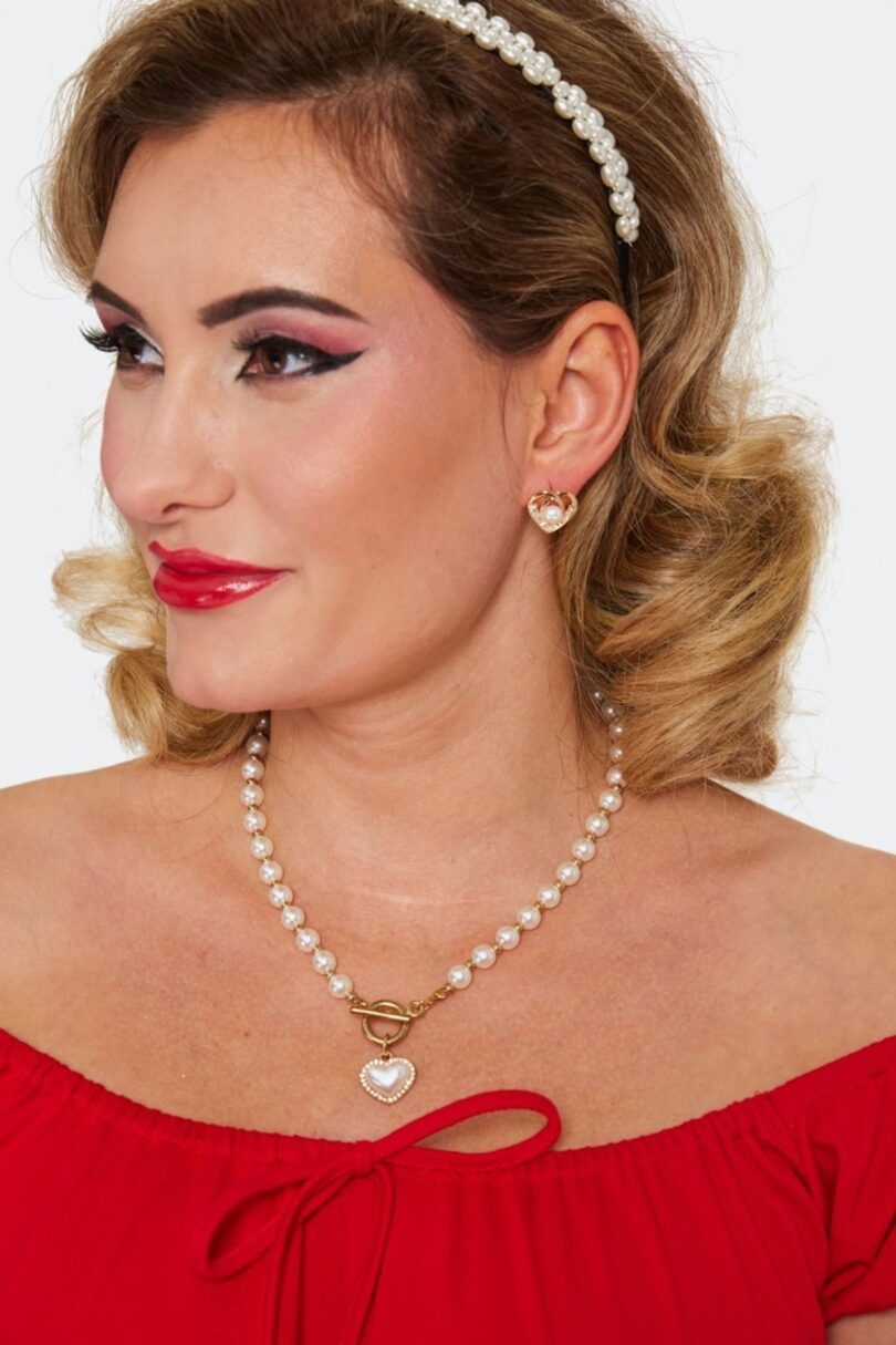 Pearl And Diamond Heart Earrings  Shop now at Kitty Darling
