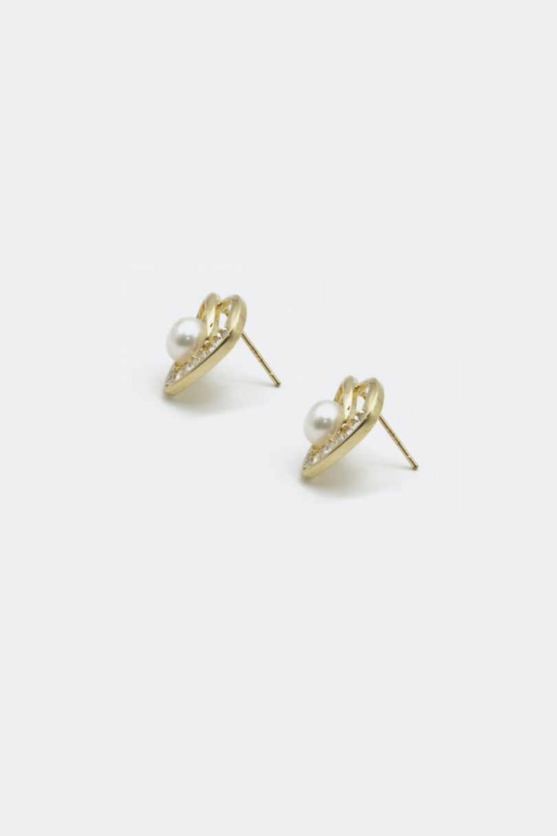 Pearl And Diamond Heart Earrings  Shop now at Kitty Darling