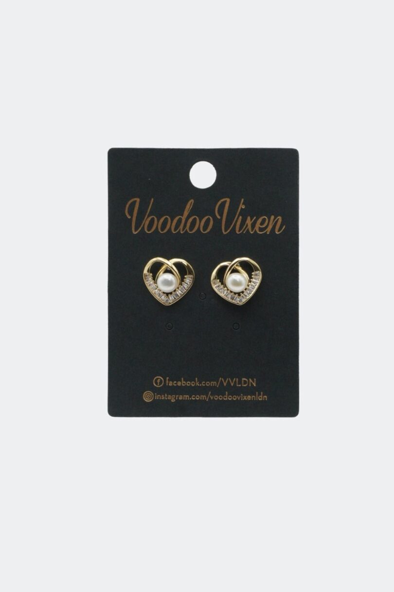 Pearl And Diamond Heart Earrings  Shop now at Kitty Darling