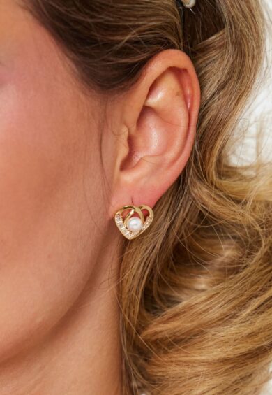 Pearl And Diamond Heart Earrings – Jewellery | Kitty Darling