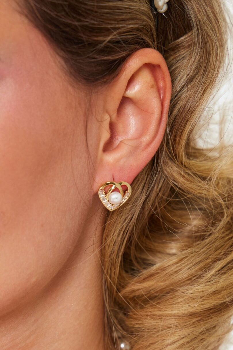 Pearl And Diamond Heart Earrings  Shop now at Kitty Darling