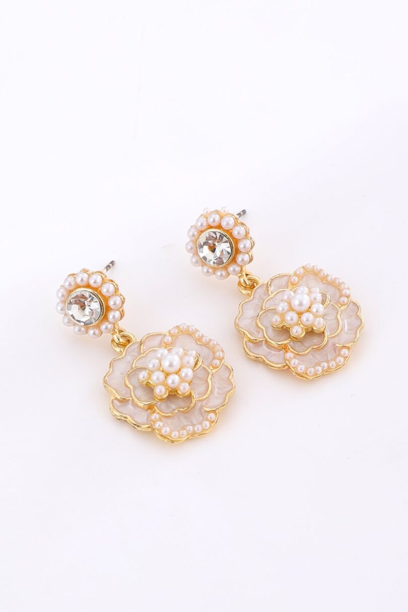 Pearly Flower Earrings  Shop now at Kitty Darling