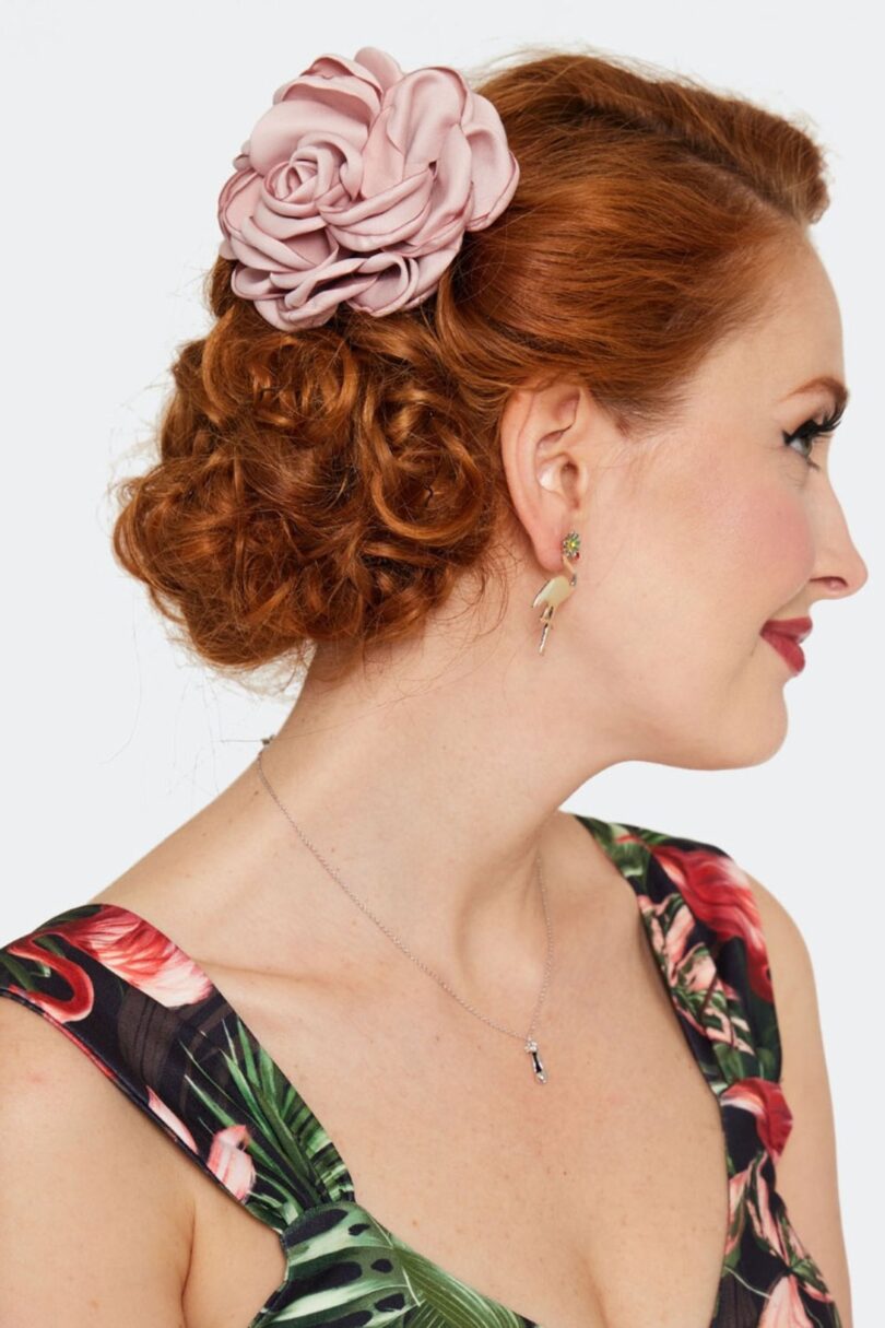 Pink Rose Flower Hairpin Brooch  Shop now at Kitty Darling