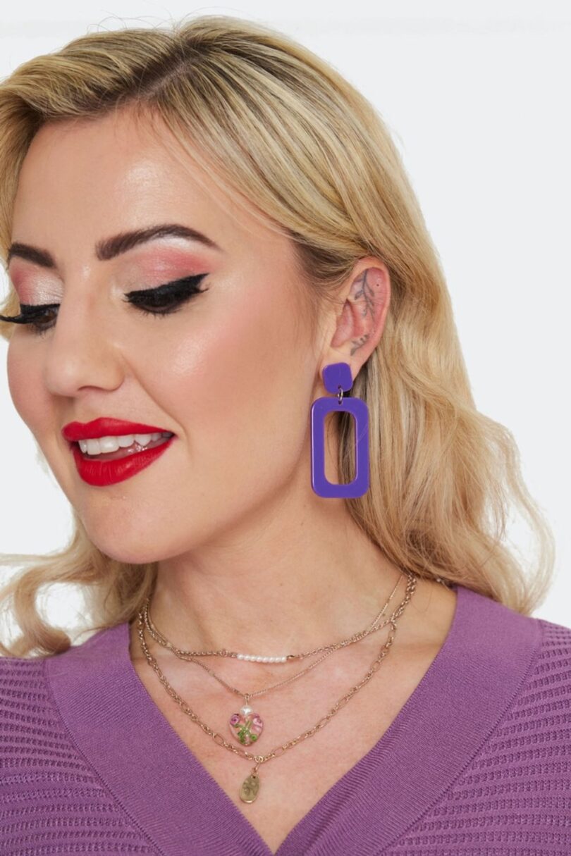 Purple Geometric Earrings  Shop now at Kitty Darling