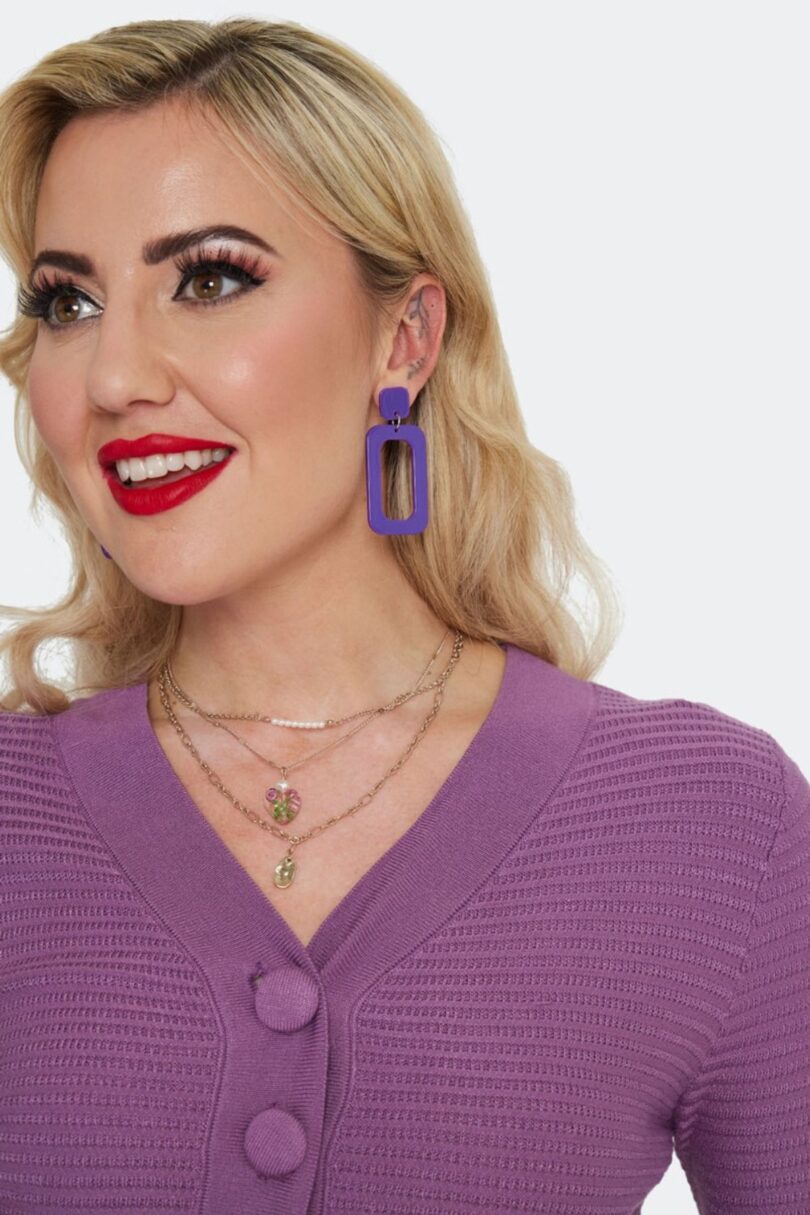 Purple Geometric Earrings  Shop now at Kitty Darling