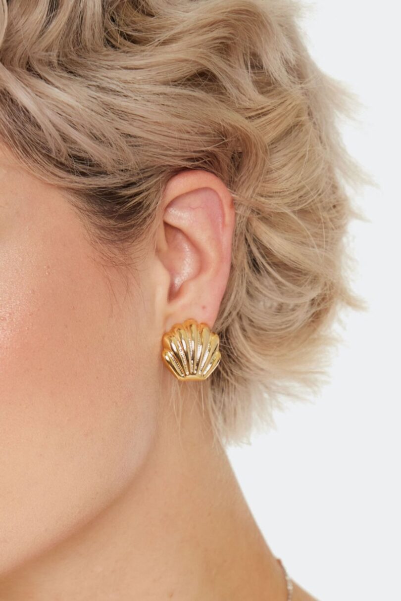 Retro Gold Shell Earrings  Shop now at Kitty Darling