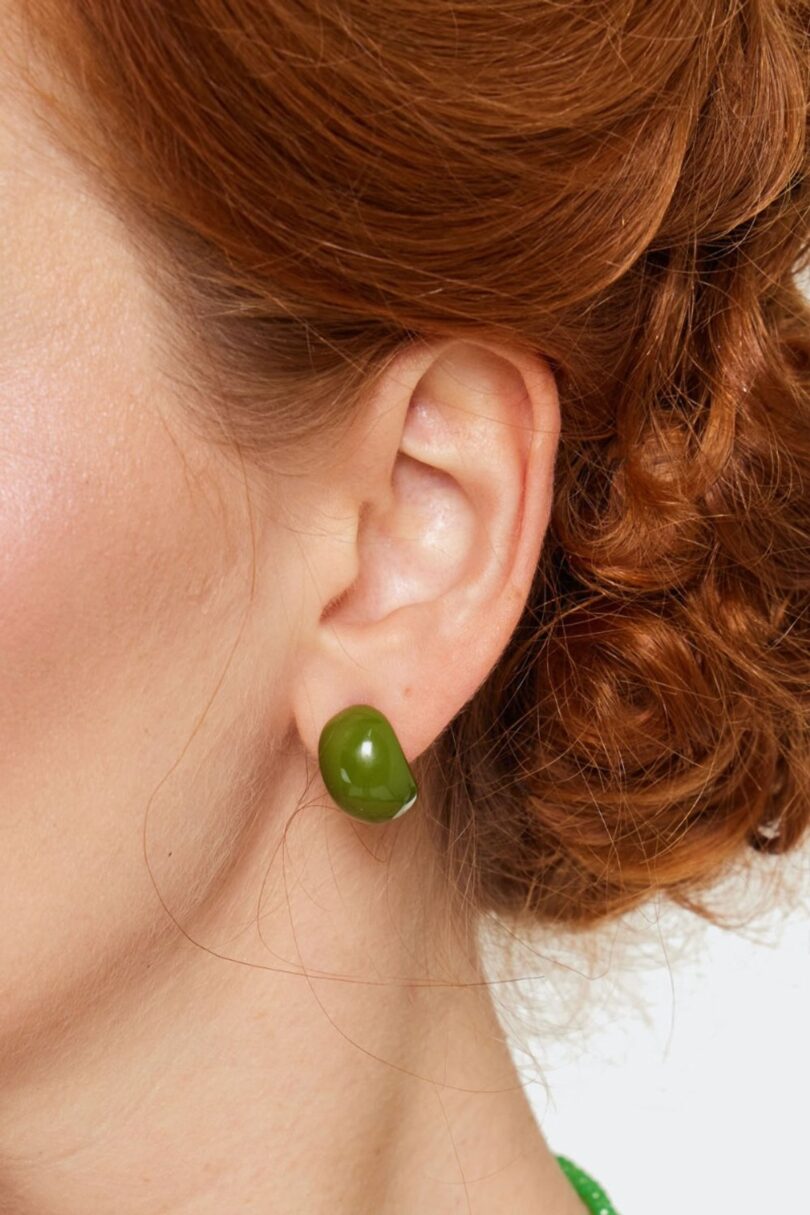 Retro Style Green Demi Hoop Earrings  Shop now at Kitty Darling