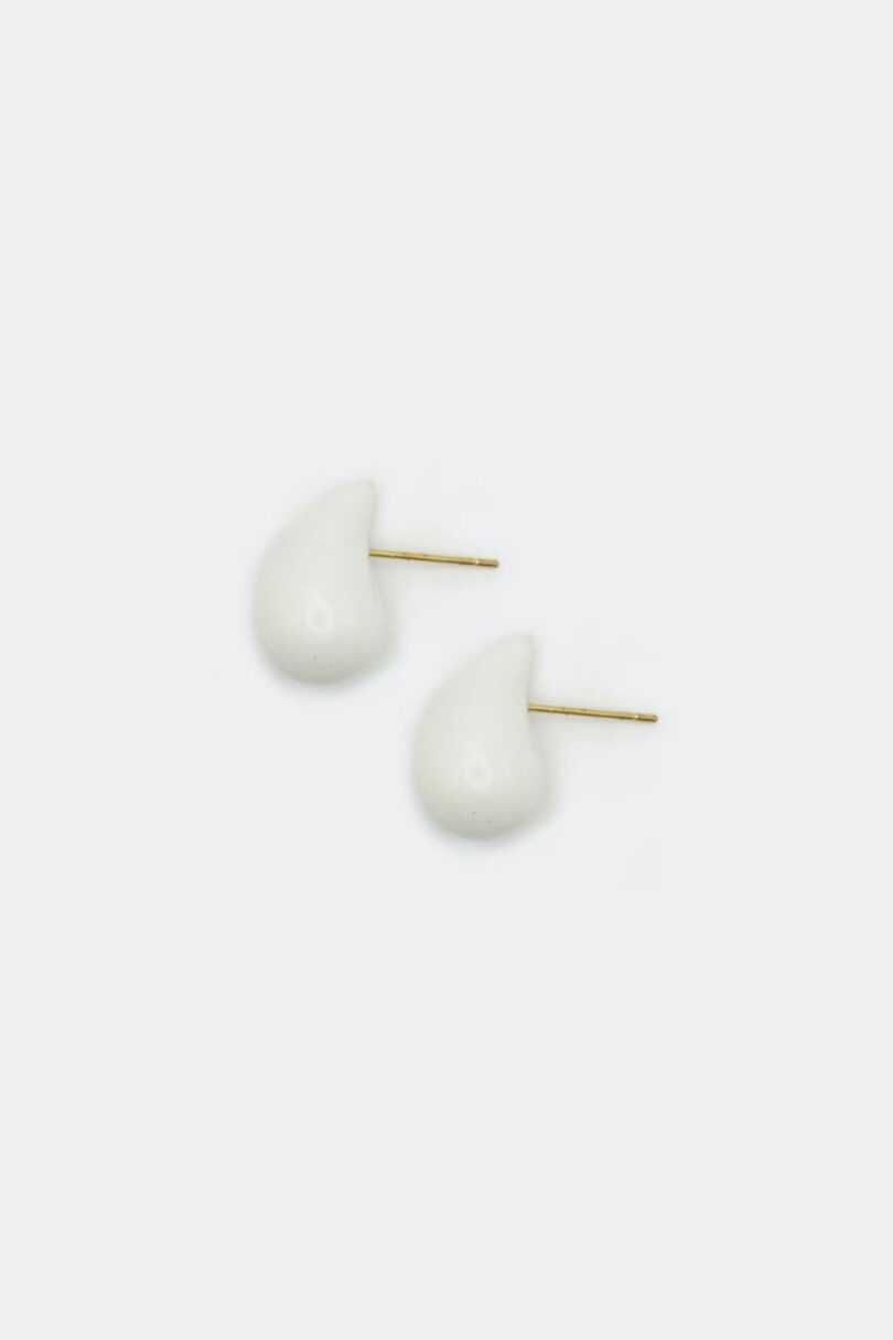 Retro White Teardrop Earrings  Shop now at Kitty Darling