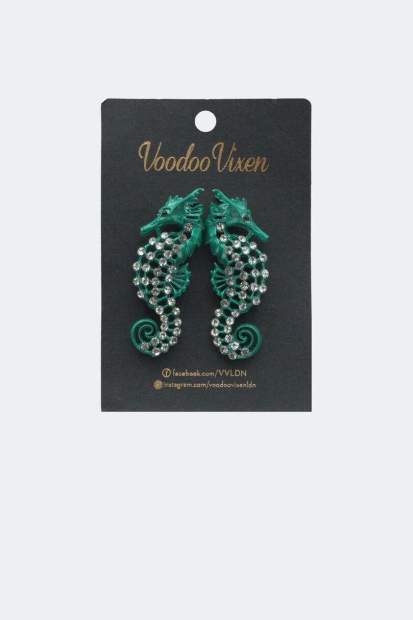 Rhinestone Seahorse Earrings  Shop now at Kitty Darling
