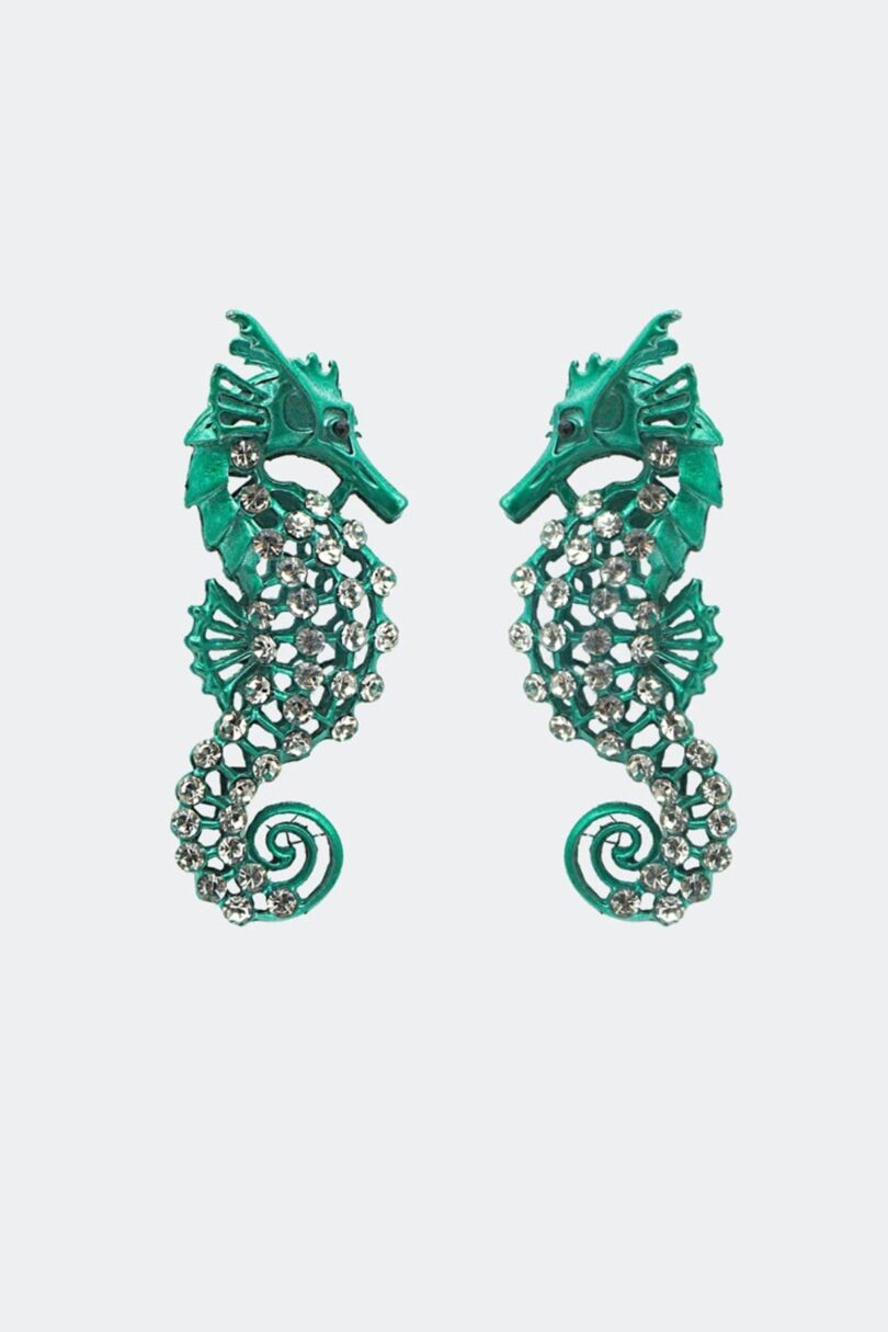 Rhinestone Seahorse Earrings  Shop now at Kitty Darling