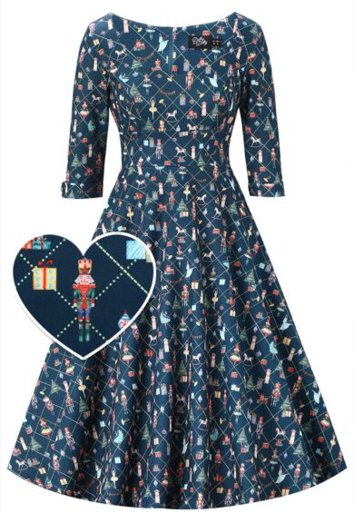 Scarlette Dark Blue Nutcracker Midi Dress – Dresses | Kitty Darling