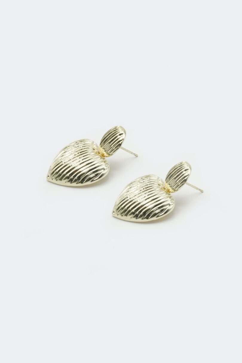 Shell Heart Gold Drop Earrings  Shop now at Kitty Darling